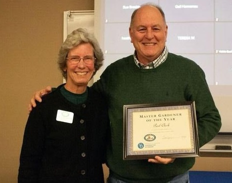 April 2024.  U.D.  Delaware Master Gardener of the Year:  Judy Hough-Goldstein, a former Master Gardener of the Year, presents 2023 New Castle County Master Gardener of the Year Award to Paul Clark